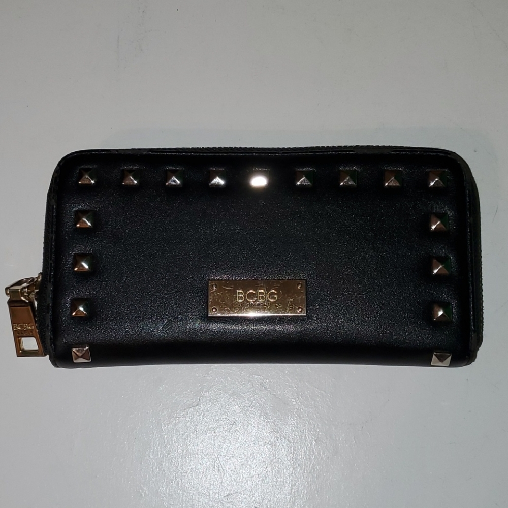 BCBG Paris Black with silver studs full size wallet